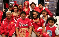 Tongan fans with the captain of Tonga's RWC team in Whangarei.  